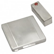 Set Art Deco din argint format din pudrieră și etui pentru ruj | în cutia originală de prezentare | cca.1945 Set Art Deco din argint format din pudrieră și etui pentru ruj | în cutia originală de prezentare | cca.1945