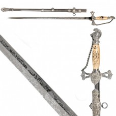 Sabie masonică ceremonială a ordinului Knights Templar, cu teacă | atelier The McLilley & Co - Ohio | Statele Unite cca 1900 Sabie masonică ceremonială a ordinului Knights Templar, cu teacă | atelier The McLilley & Co - Ohio | Statele Unite cca 1900