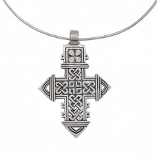 Colier choker accesorizat cu veche amuletă cruce coptă etiopiană din argint  Colier choker accesorizat cu veche amuletă cruce coptă etiopiană din argint