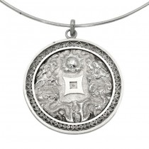Choker din argint accesorizat cu o veche amuletă Feng Shui  | Fu - Binecuvântare 