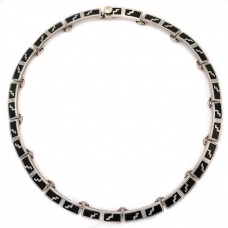 Colier statement modernist mexican din argint intarsiat cu email | atelier Taxco cca. 1980 - 1990 Colier statement modernist mexican din argint intarsiat cu email | atelier Taxco cca. 1980 - 1990