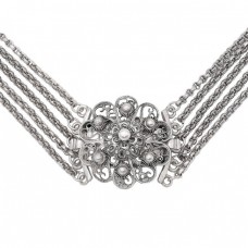 Colier choker multistrand bavarez din argint cu medalion detașabil | Germania cca. 1960 Colier choker multistrand bavarez din argint cu medalion detașabil | Germania cca. 1960