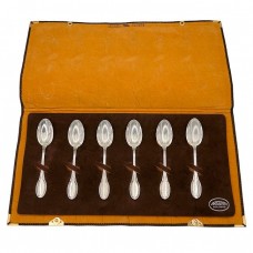 Serviciu de 6 lingurițe demitasse din argint | mapă de prezentare | Italia cca. 1970 Serviciu de 6 lingurițe demitasse din argint | mapă de prezentare | Italia cca. 1970