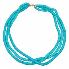 Colier multistrand de turcoaze naturale Sleping Beauty și închidere din aur 18k  Colier multistrand de turcoaze naturale Sleping Beauty și închidere din aur 18k