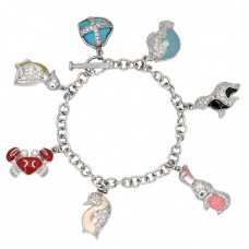 Brațară accesorizată cu 7 charmuri din argint rodinat & emailat cloisonne | Italia 2020 Brațară accesorizată cu 7 charmuri din argint rodinat & emailat cloisonne | Italia 2020