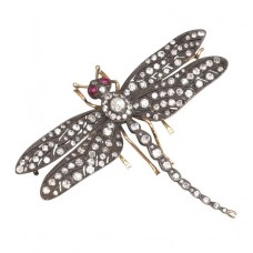 Monumentală broșă-pandant Art Nouveau din aur 14k și argint decorată cu diamante naturale 7.8 ct și safire roz  | Franța cca. 1890 - 1910 Monumentală broșă-pandant Art Nouveau din aur 14k și argint decorată cu diamante naturale 7.8 ct și safire roz  | Franța cca. 1890 - 1910