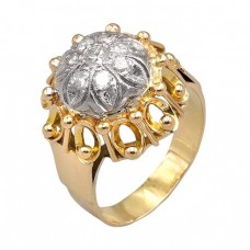 Inel  statement autentic Art Deco  din aur galben și aur alb 18 k decorat cu diamante naturale 0.52 CT swiss cut | cca. 1920 - 1930 Inel  statement autentic Art Deco  din aur galben și aur alb 18 k decorat cu diamante naturale 0.52 CT swiss cut | cca. 1920 - 1930