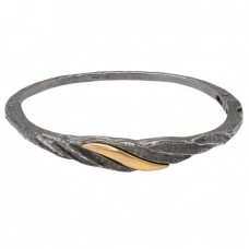 Brățară mid-century din argint patinat, texturat și aurit | Art Studio Jewellery cca. 1970 Brățară mid-century din argint patinat, texturat și aurit | Art Studio Jewellery cca. 1970