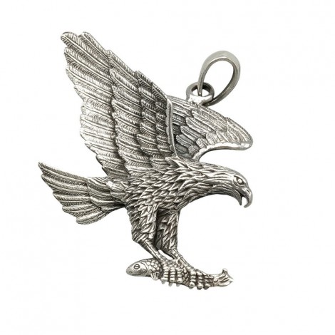 Pandant statement stilizat sub forma unui vultur Liberty din agint masiv | colecția YOLO - CARPE DIEM 