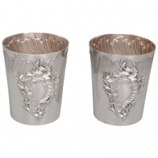 Vechi set de două pahare din argint 950 Rococo pentru servirea vinului și apei | atelier Louis Coignet -Franța cca.1889 - 1893 Vechi set de două pahare din argint 950 Rococo pentru servirea vinului și apei | atelier Louis Coignet -Franța cca.1889 - 1893