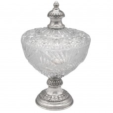 Bombonieră din cristal și argint | design neoclasic | Italia cca. 1945 Bombonieră din cristal și argint | design neoclasic | Italia cca. 1945