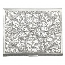 Tabacheră Art Deco - port-card din argint abundent decorat prin gravare manuală | Italia cca.1940 Tabacheră Art Deco - port-card din argint abundent decorat prin gravare manuală | Italia cca.1940
