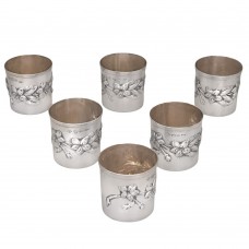 Set de 6 pahare din argint pentru servirea  băuturilor spirtoase | atelier Aro Il Leone cca.1970 Set de 6 pahare din argint pentru servirea  băuturilor spirtoase | atelier Aro Il Leone cca.1970