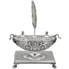 Elegantă encrieră din argint  elaborată în stil Empire | pană de scris din argint | prima jumătate a secolului XX Elegantă encrieră din argint  elaborată în stil Empire | pană de scris din argint | prima jumătate a secolului XX