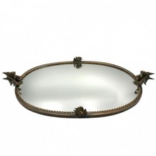 Platou Art Nouveau din bronz cu oglindă  și decor cu pești exotici | Franța cca. 1910 - 1920 Platou Art Nouveau din bronz cu oglindă  și decor cu pești exotici | Franța cca. 1910 - 1920