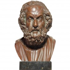 Statuetă Homer din bronz Grand Tour în manieră Chiurazzi & Fills | soclu de marmură Nero Portoro | cca. 1900