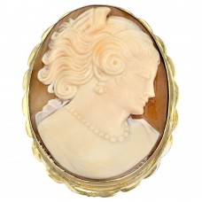 Broșă - pandant Art Deco din aur 14k decorată cu o camee naturală | cca. 1930 Broșă - pandant Art Deco din aur 14k decorată cu o camee naturală | cca. 1930