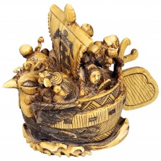 Netsuke din fildeș patinat | Takarabune - Cei Șapte Zei ai Norocului | Japonia - perioadă Meiji Netsuke din fildeș patinat | Takarabune - Cei Șapte Zei ai Norocului | Japonia - perioadă Meiji