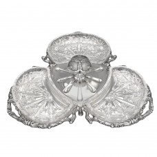 Centru de masă din argint  în manieră neoclasică | boluri din cristal |  cca. 1950 Centru de masă din argint  în manieră neoclasică | boluri din cristal |  cca. 1950