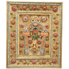 Tablou votiv tibetan din cupru aurit decorat cu turcoaze, corale și pietre decorative | Tara Verde & Khyah |  Nepal sec. XIX Tablou votiv tibetan din cupru aurit decorat cu turcoaze, corale și pietre decorative | Tara Verde & Khyah |  Nepal sec. XIX