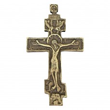 Vechi crucifix devoțional ortodox din bronz | Rusia Țaristă sec XIX