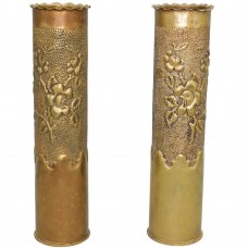 Pereche de vaze Trench Art din Primul Război Mondial - regiunea Champagne Franța - cca. 1918 Pereche de vaze Trench Art din Primul Război Mondial - regiunea Champagne Franța - cca. 1918