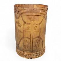 Pahar devoțional din corn de bovină decorat cu iconografie ortodoxă coptă | Etiopia - Eritreea sec. XIX 