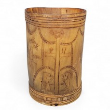 Pahar devoțional din corn de bovină decorat cu iconografie ortodoxă coptă | Etiopia - Eritreea sec. XIX 