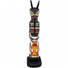 Totem amuletic nativ-american din lemn sculptat și policromat | triburile Haida -  Insula Anthony Canada cca. 1950  Totem amuletic nativ-american din lemn sculptat și policromat | triburile Haida -  Insula Anthony Canada cca. 1950