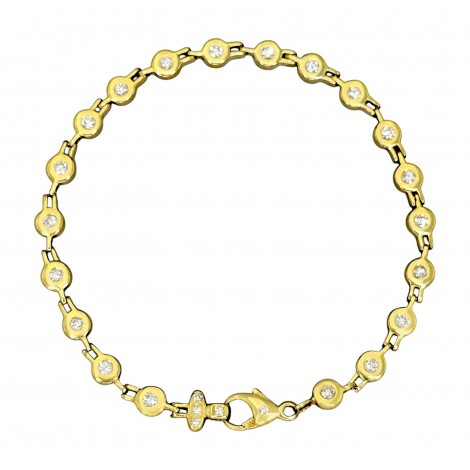 Brățară vintage din aur galben 14k decorată diamante naturale 0.85 ct 