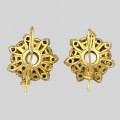 Cercei vintage din aur galben 14k și argint decorați cu perle naturale, rubine și safire de sinteză