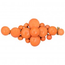 Broșă victoriană din aur galben 8k cu anturaje de coral natural Sciacca | cca. 1850 - 1870