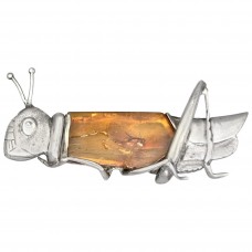 Inedit pandant statement din argint și chihlimbar cu incluziune de insectă fosilizată | Art Studio Jewelry | Polonia 