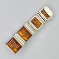 Brățară statement mid-century din argint și chihlimbar natural | atelier Fischland Schmuck - Germania cca.1950