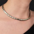 Elegant colier choker mesh din argint rodinat și aurit |  new old stock cca. 1980 - 1990