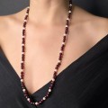 Colier de granate naturale de Boemia și perle naturale de cultură cu închidere din aur 8k | preloved cca. 1970 