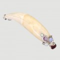Broșă victoriană manufacturată în argint și colț de tigru natural | anturaje de opal, fluorit și granat natural | cca. 1850 - 1880