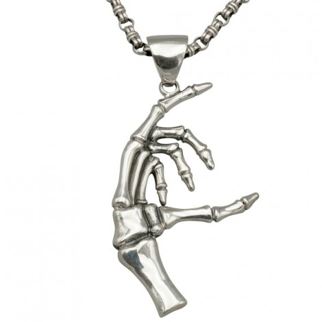 Colier statement cu pandant " Skeleton Hand " din argint 925 | Bikers Collection 2025