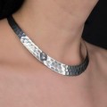 Colier choker modernist din argint martelat | Mexic | new old stock anii 2000