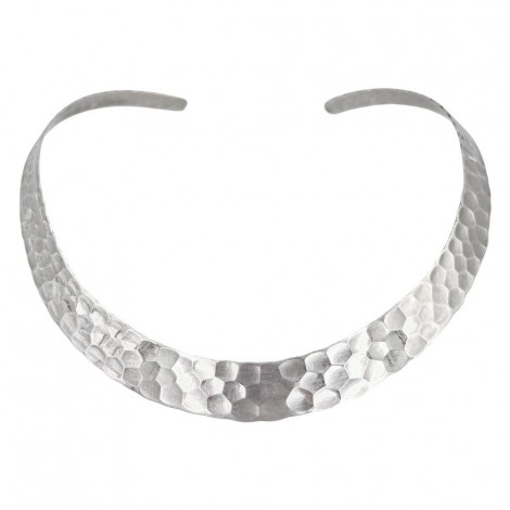 Colier choker modernist din argint martelat | Mexic | new old stock anii 2000