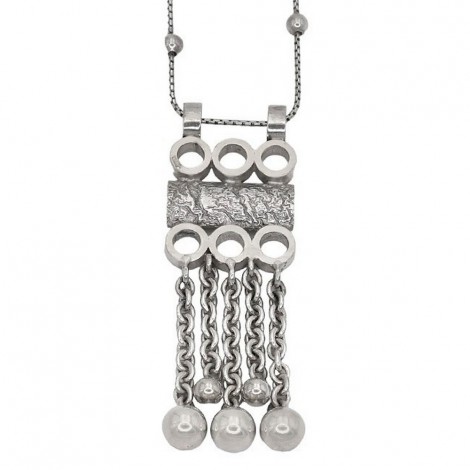 Colier din argint cu pandant lavalier  mid-century Atomic Age | cca. 1960