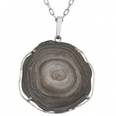 Colier mid-century din argint accesorizat cu pandant statement decorat cu anturaj de calcedonia druzy 