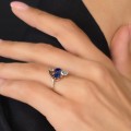Inel autentic Art Nouveau din aur roșu și aur galben 18k cu diamante naturale 0.62 ct și safire naturale 0.95 ct | cca. 1900 - 1910