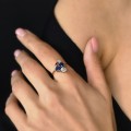 Inel autentic Art Nouveau din aur roșu și aur galben 18k cu diamante naturale 0.62 ct și safire naturale 0.95 ct | cca. 1900 - 1910