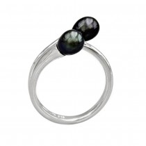 Rafinat inel din argint rodinat decorat cu perle tahitiene naturale de cultură  | atelier Willie Creek Pearls | Australia