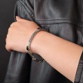  Brățară vintage modernistă din argint decorată cu anturaje de onix negru natural
