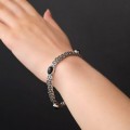  Brățară vintage modernistă din argint decorată cu anturaje de onix negru natural
