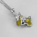 Colier din argint cu pandant brutalist decorat cu anturaje de peridot natural 