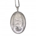 Colier din argint accesorizat cu pandant vintage locket Art Deco 