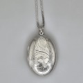 Colier din argint accesorizat cu pandant vintage locket Art Deco 